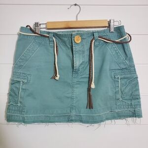 Old Navy Vintage Y2K Teal Distressed Mini Skirt size 8